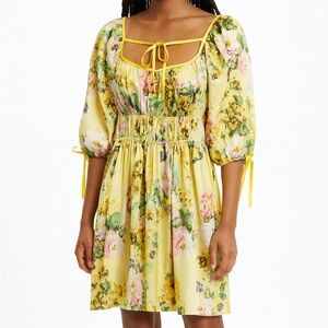 For Love Bell Women’s Sz S Mini Dress Silky Cottage Peasant Prep Milkmaid Babydo